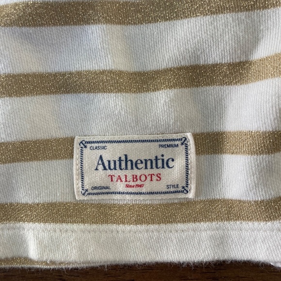 Authentic Talbots Metallic Fleur Stripe Medium 3/4 Length Sleeve Top - Picture 4 of 8